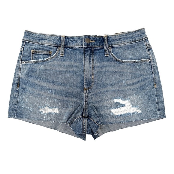 NWT High-Rise Blue Distressed Denim Shorts Size 8 - Picture 4 of 10